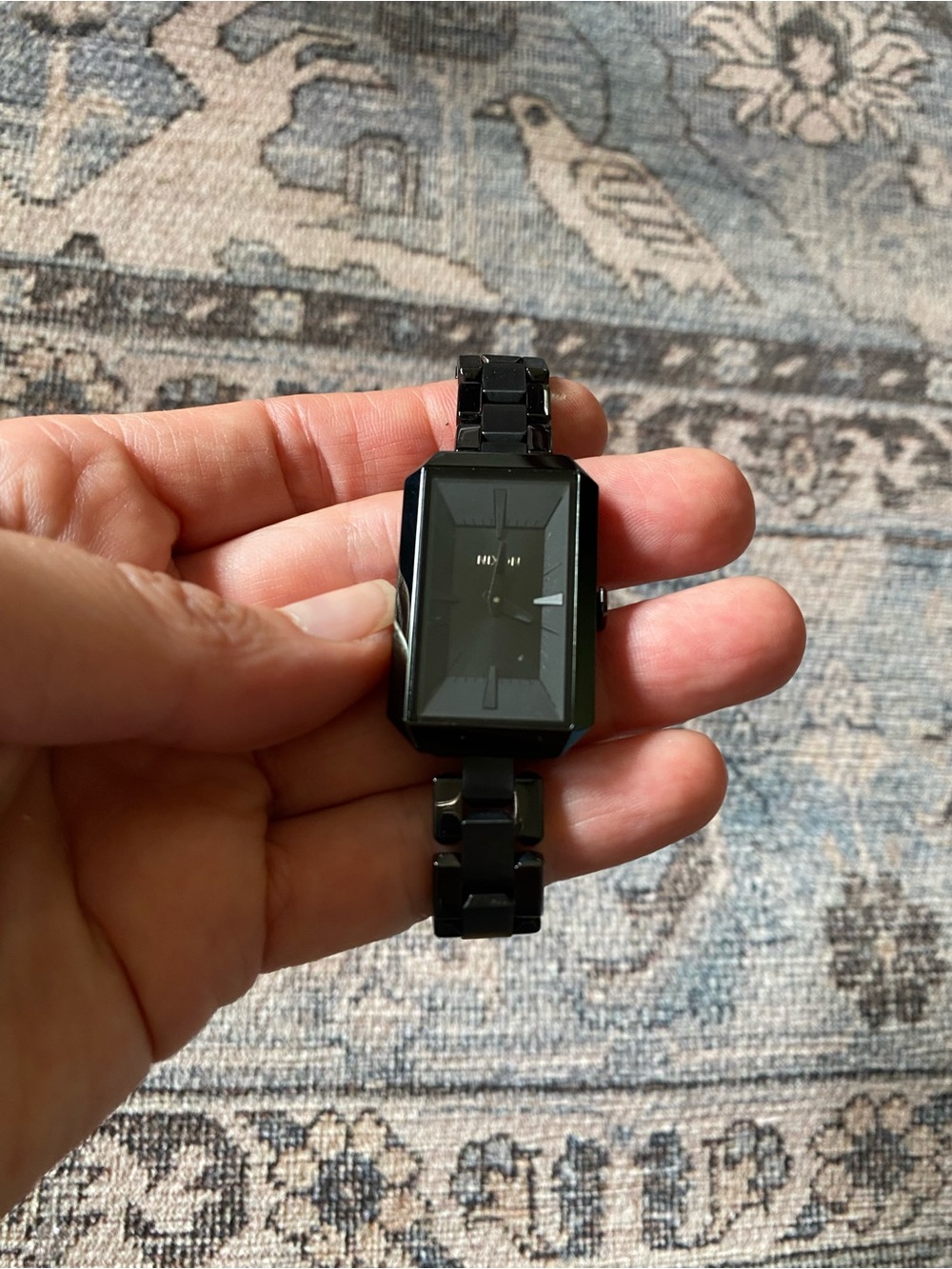 Nixon All-Black Rectangular Link Watch